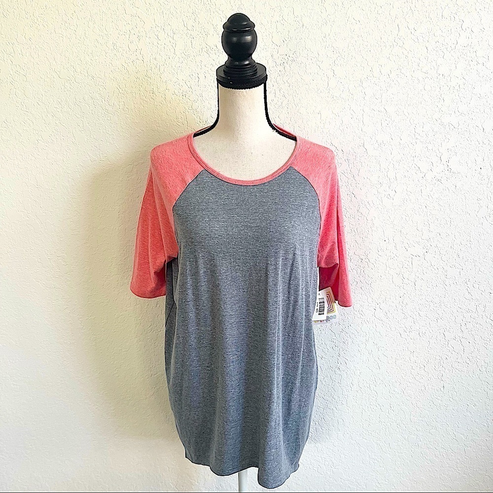 LULAROE Gray Peach Oversized Tunic Top XXL Scoop Neck 3/4 Sleeve NEW Casual - Picture 1 of 5